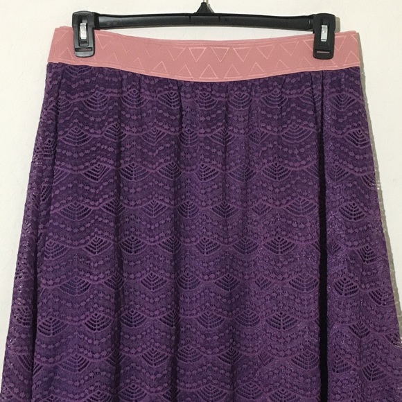 LuLaRoe Lola Purple Lace Aline Skirt Sz XL - Picture 5 of 8